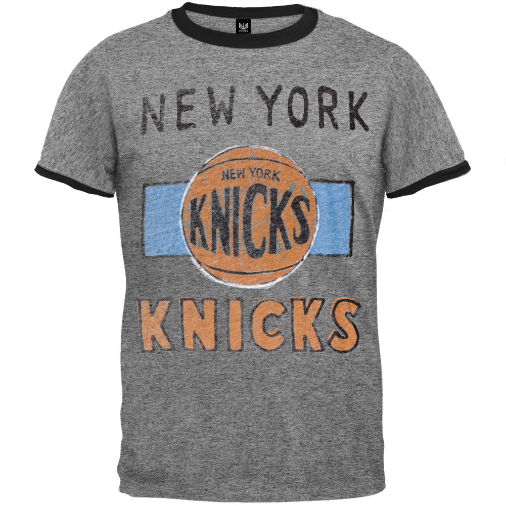 New York Knicks - Basketball Logo Soft Ringer T-Shirt Men's T-Shirts New York Knicks 2XL Grey 