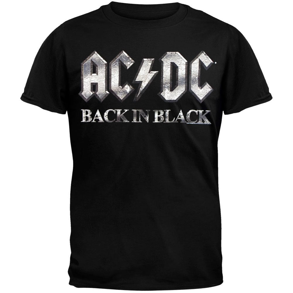 AC/DC - Back In Black Stone Logo Soft T-Shirt Men's T-Shirts AC/DC LG Black