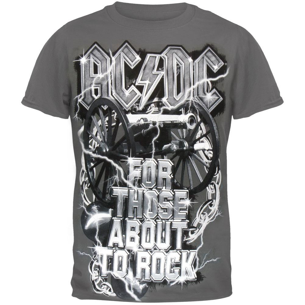 AC/DC - For Those About To Rock Gel Lightning T-Shirt Men's T-Shirts AC/DC MD Grey