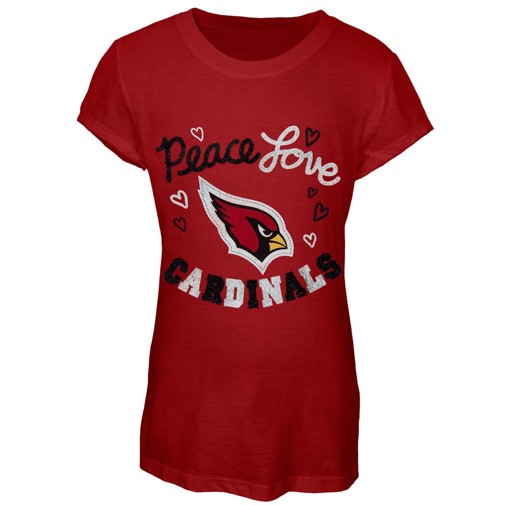 Arizona Cardinals - Peace Love Girls Youth T-Shirt Youth T-Shirts Arizona Cardinals 16/18 Red 