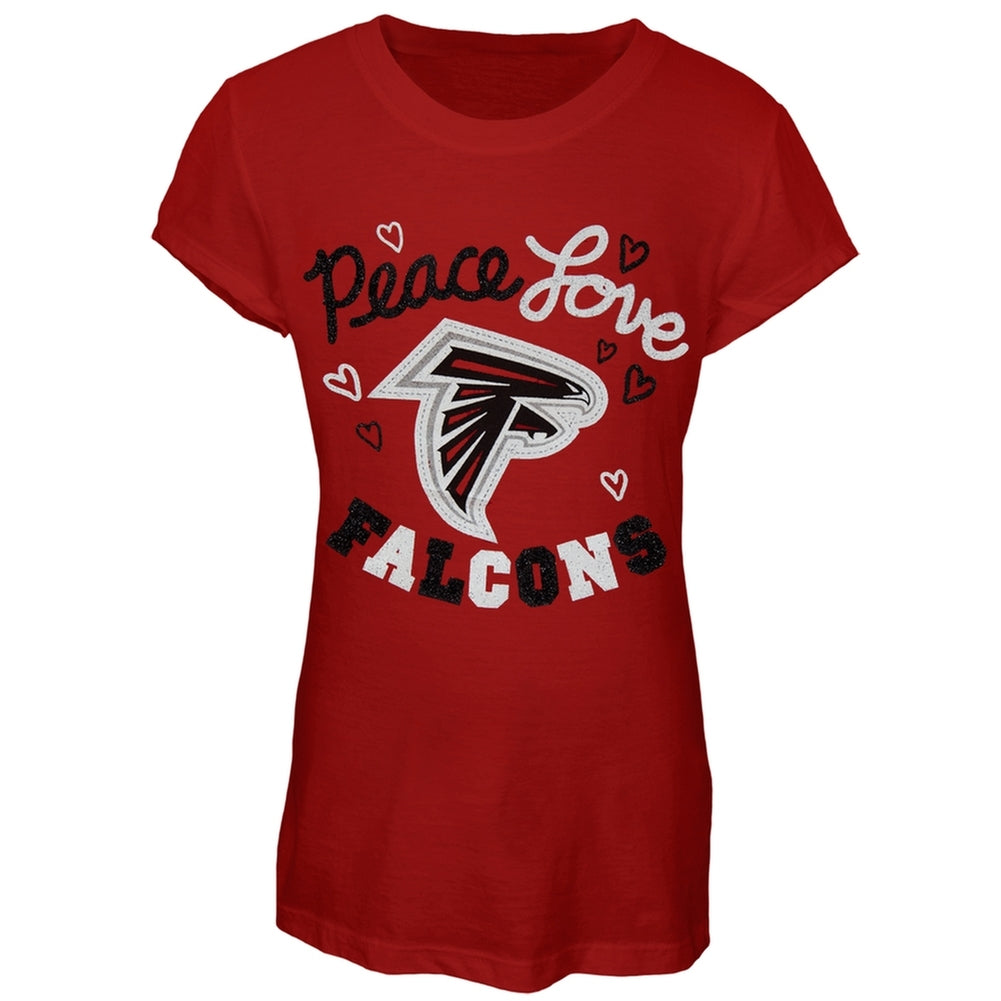 Atlanta Falcons - Peace Love Girls Youth T-Shirt Youth T-Shirts Atlanta Falcons 16/18 Red 