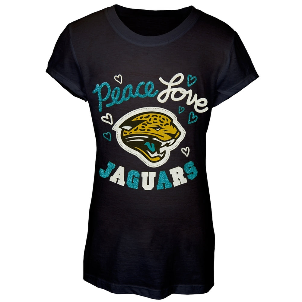 Jacksonville Jaguars - Peace Love Girls Youth T-Shirt Youth T-Shirts Jacksonville Jaguars 16/18Y Black
