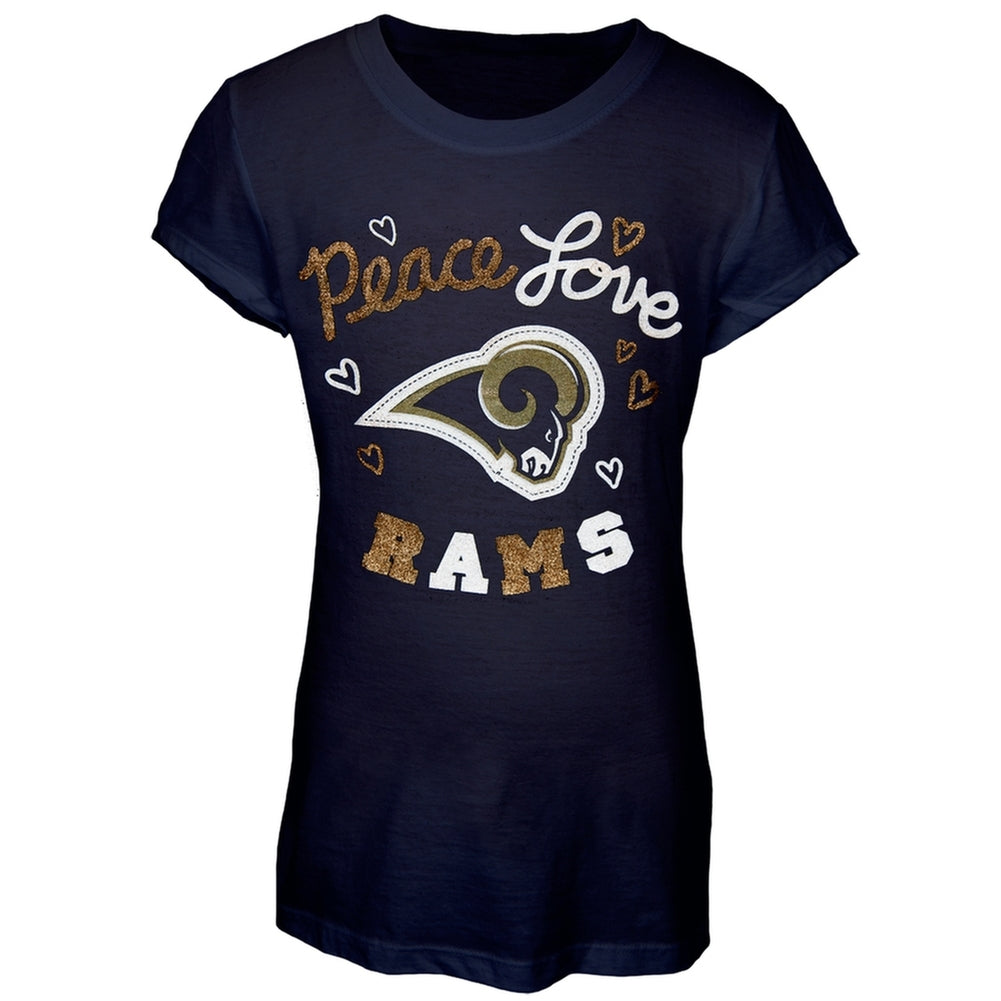 St. Louis Rams - Peace Love Girls Youth T-Shirt Youth T-Shirts St. Louis Rams 16/18Y Blue 