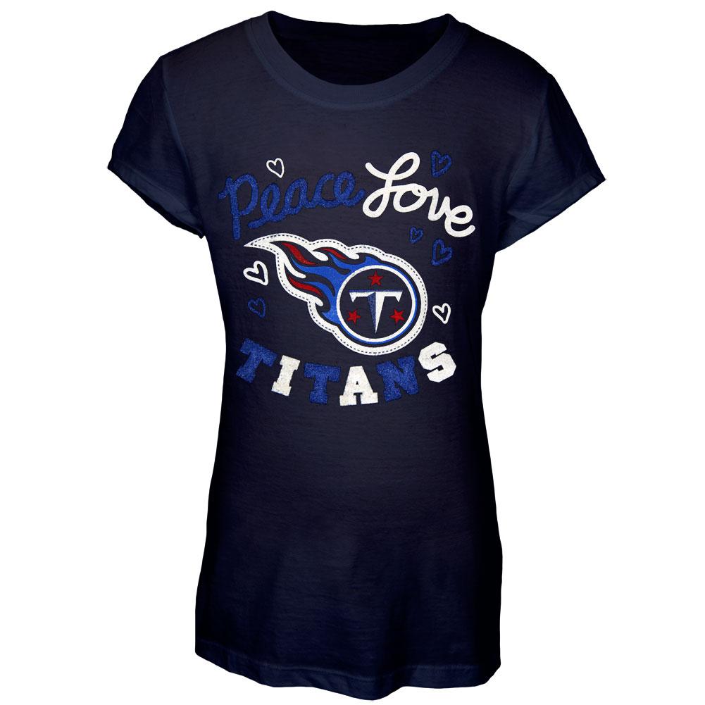 Tennessee Titans - Peace Love Girls Youth T-Shirt Youth T-Shirts Tennessee Titans 16/18Y Blue 