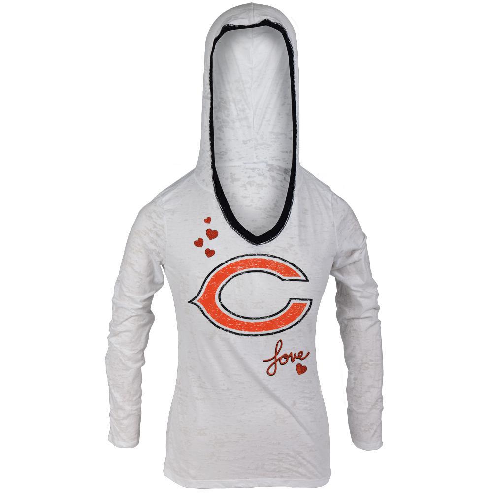 Chicago Bears - Girls Youth Burnout Hooded Long Sleeve T-Shirt Youth Long Sleeves Chicago Bears MD