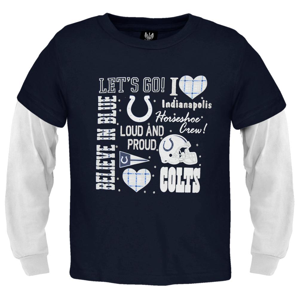 Indianapolis Colts - Spirit Girls Youth 2fer Long Sleeve T-Shirt Youth Long Sleeves Indianapolis Colts 14-Dec Blue