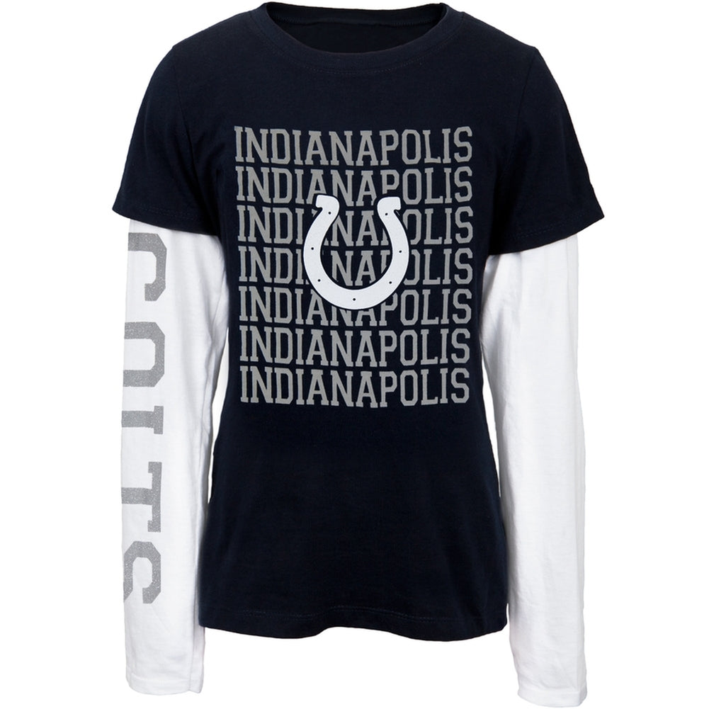 Indianapolis Colts - Team & Logo Girls Juvy 2fer Juvenile T-Shirts Indianapolis Colts J6/7 Blue 