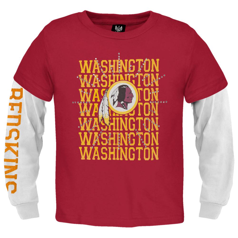 Washington Redskins - Jewel Team & Logo Girls Juvy 2fer Youth T-Shirts Washington Redskins J6/7 Red 