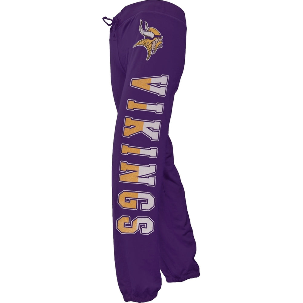 Minnesota Vikings - Glitter Logo Girls Youth Sweatpants Youth Sweatpants Minnesota Vikings 12-14 Purple