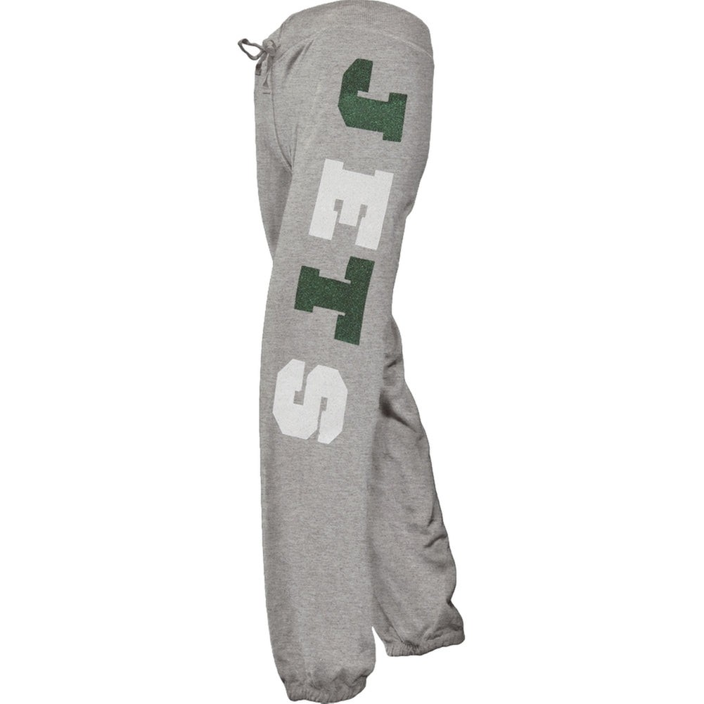 New York Jets - Glitter Hearts Girls Youth NFL Sweatpants Youth Sweatpants New York Jets 8-10 Grey