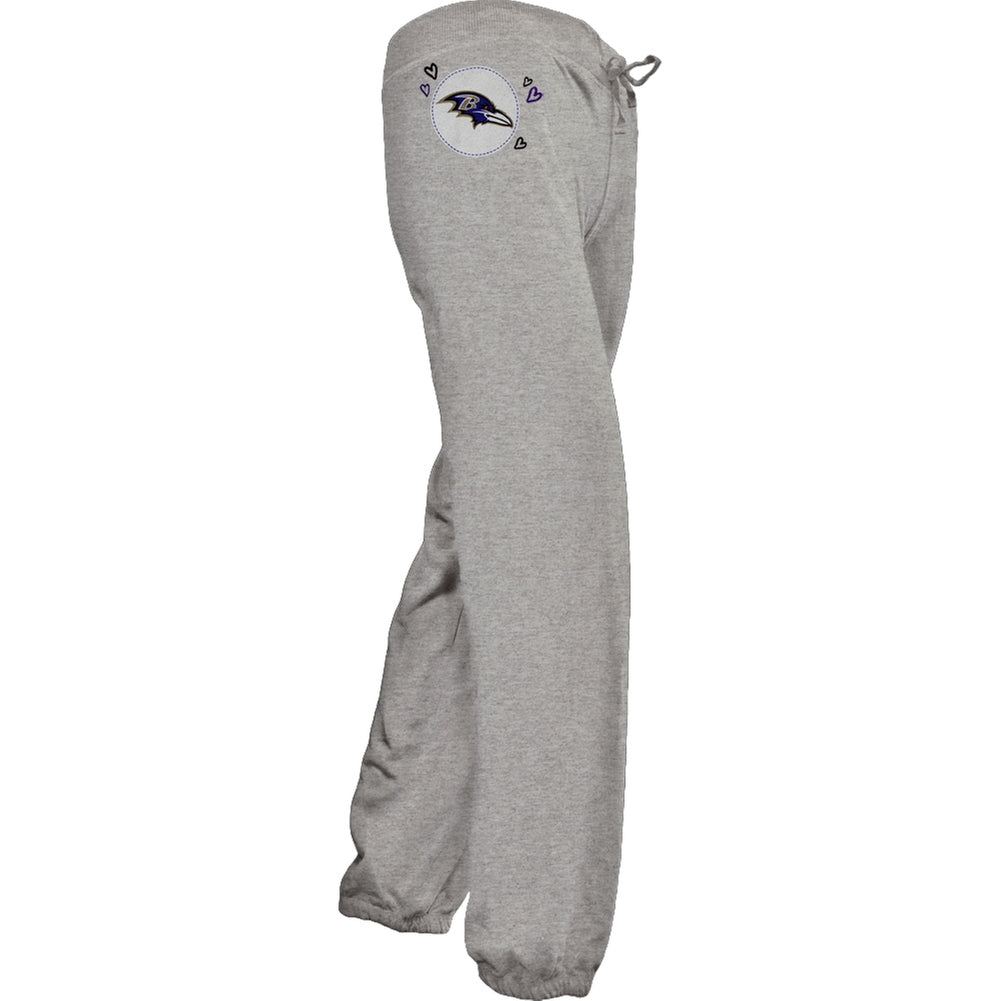 Baltimore Ravens - Glitter Hearts Girls Youth NFL Sweatpants Youth Sweatpants Baltimore Ravens   