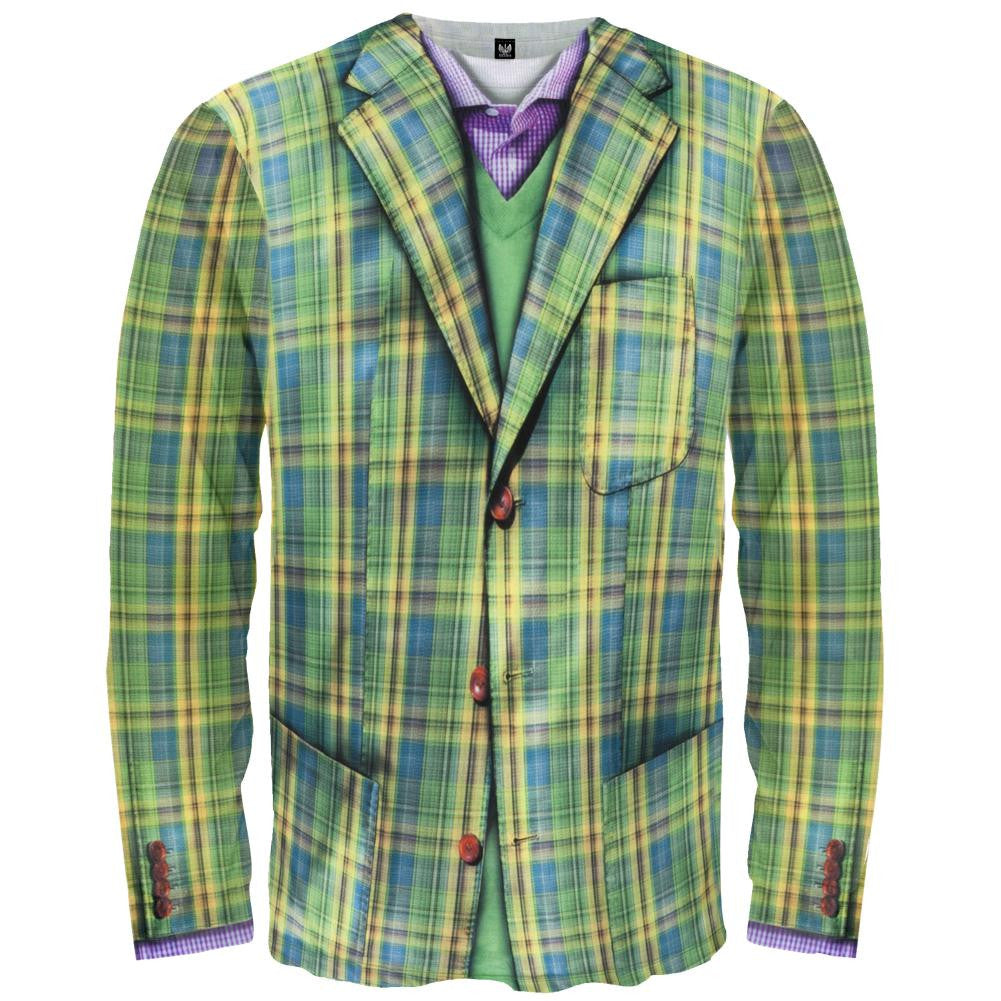 Faux Real - Plaid Suit Costume Long Sleeve T-Shirt Men's Long Sleeves Faux Real 2XL Multi 