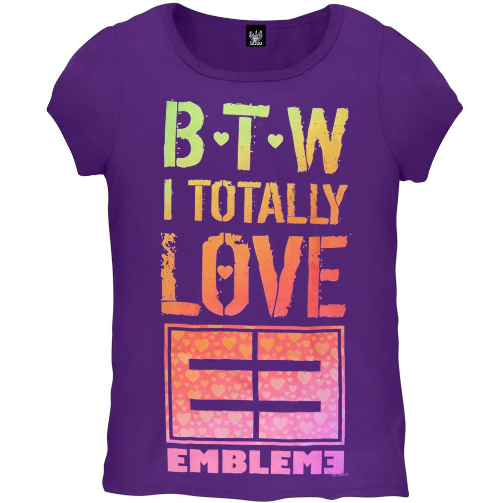 Emblem3 - B.T.W. Girls Youth T-Shirt Youth T-Shirts Emblem3 LG Purple