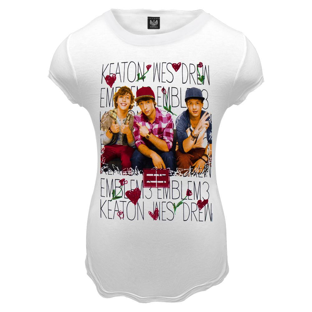 Emblem3 - Keaton, Wes, Drew Girls Youth T-Shirt Youth T-Shirts Emblem3 MD White