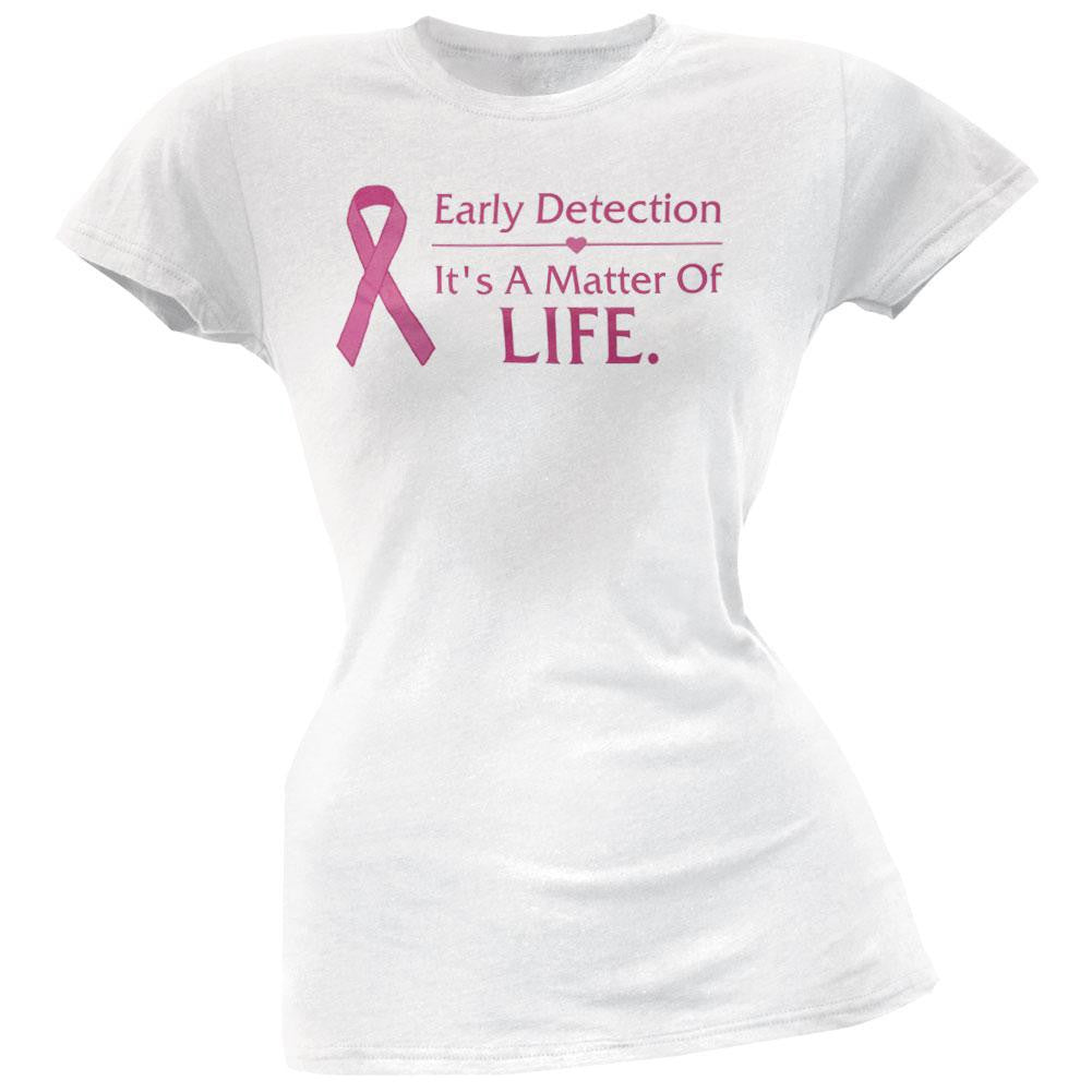 Breast Cancer Awareness - A Matter of Life Juniors T-Shirt Juniors T-Shirts Old Glory LG White 