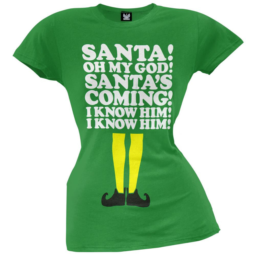 Elf - Santa OMG Juniors T-Shirt Juniors T-Shirts Elf SM Green