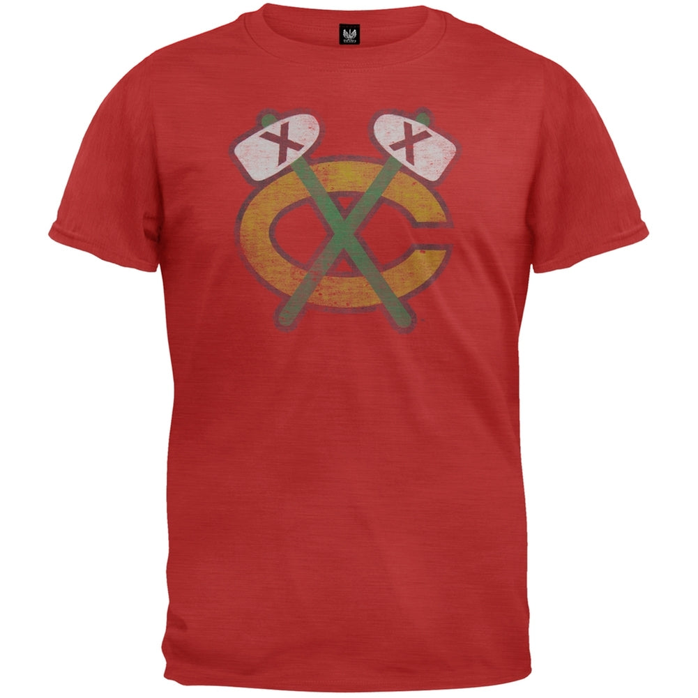 Chicago Blackhawks - Logo Scrum Premium Red T-Shirt Men's T-Shirts Chicago Blackhawks 2XL Red 