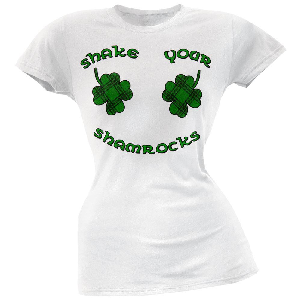 Shake Your Plaid Shamrocks Juniors T-Shirt Juniors T-Shirts Old Glory LG White 