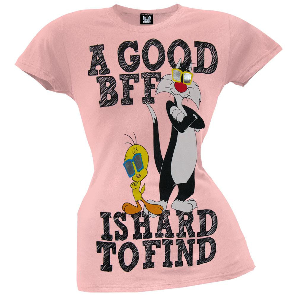 Looney Tunes - A Good BFF Juniors T-Shirt Juniors T-Shirts Looney Tunes SM Light Pink 
