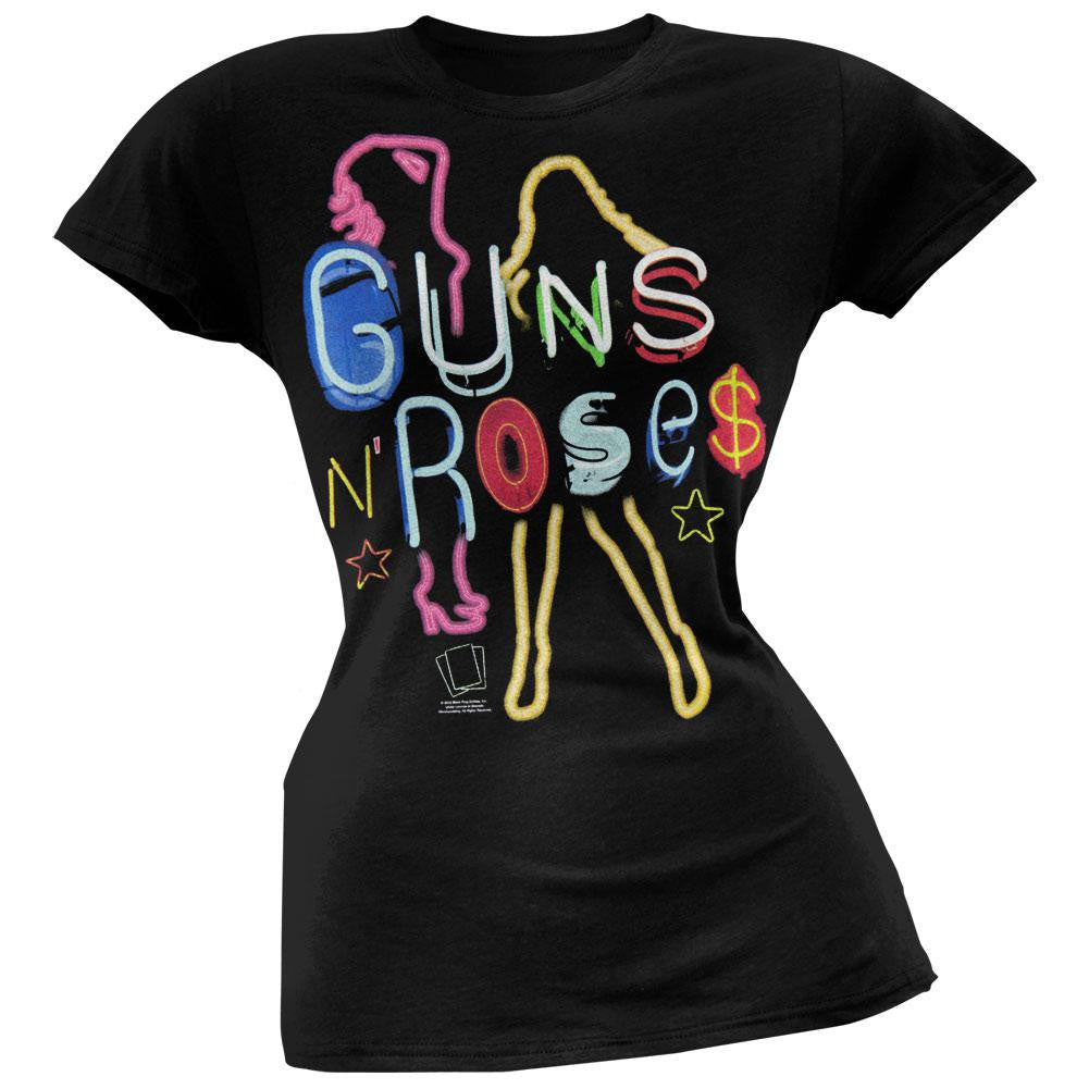 Guns N Roses - Neon Juniors T-Shirt Juniors T-Shirts Guns N' Roses LG Black 