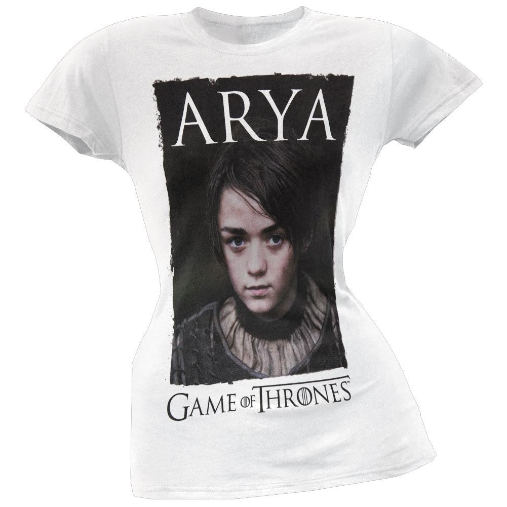 Game of Thrones - Arya Simple Juniors T-Shirt Juniors T-Shirts Game of Thrones SM White