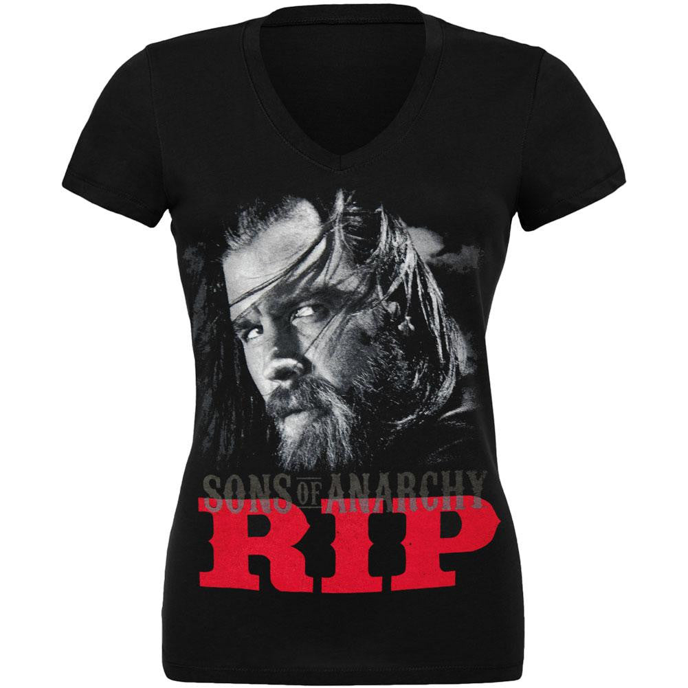Sons of Anarchy - RIP Opie Photo Juniors V-Neck T-Shirt Juniors T-Shirts Sons of Anarchy LG Black 