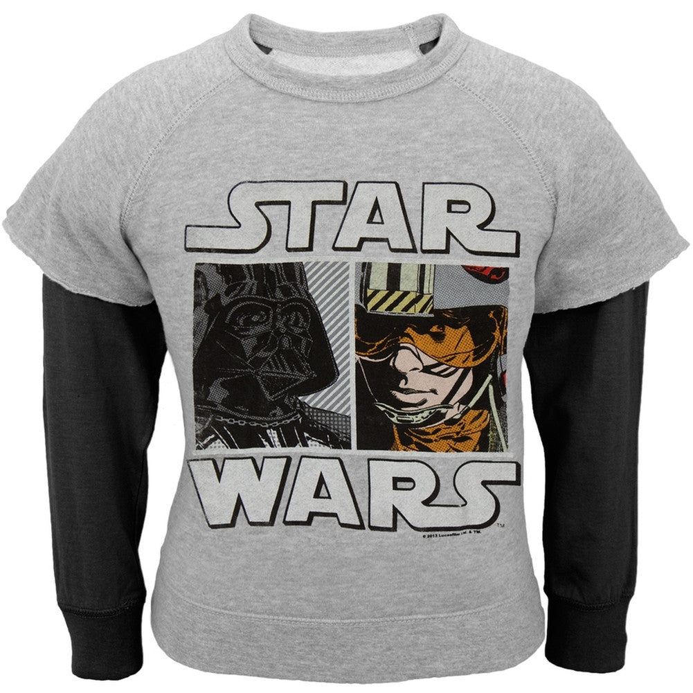 Star Wars - Faces University Juvy Reversible Crewneck Sweatshirt Juvenile Sweatshirts Star Wars J4 Grey 