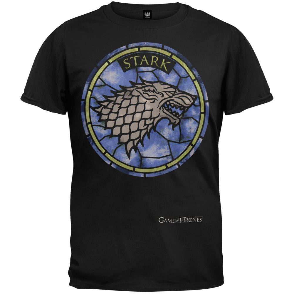 Game of Thrones - Stark Stained Glass T-Shirt Men's T-Shirts Game of Thrones SM Black 