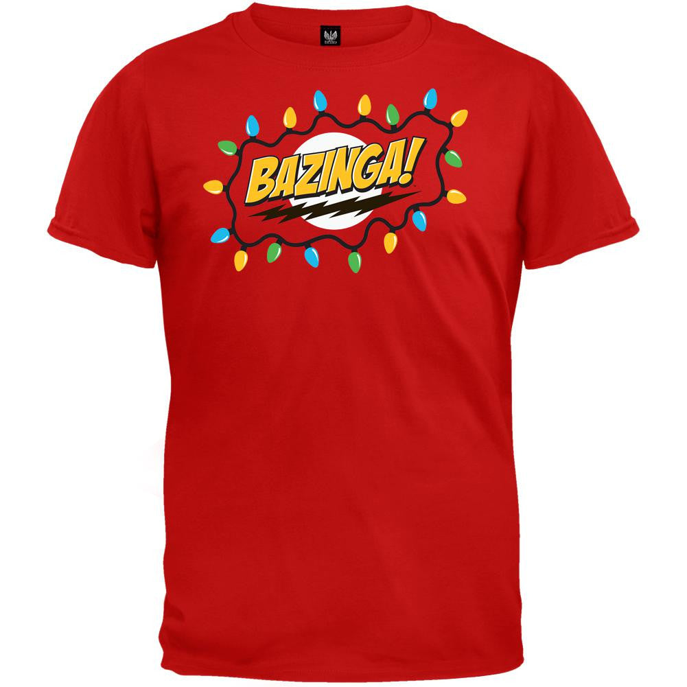 Big Bang Theory - Christmas Lights Bazinga Red Men's T-Shirt Men's T-Shirts Big Bang Theory SM Red