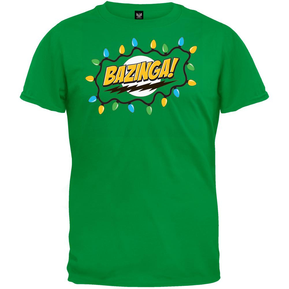 Big Bang Theory - Christmas Lights Bazinga Men's Irish Green T-Shirt Men's T-Shirts Big Bang Theory SM Green