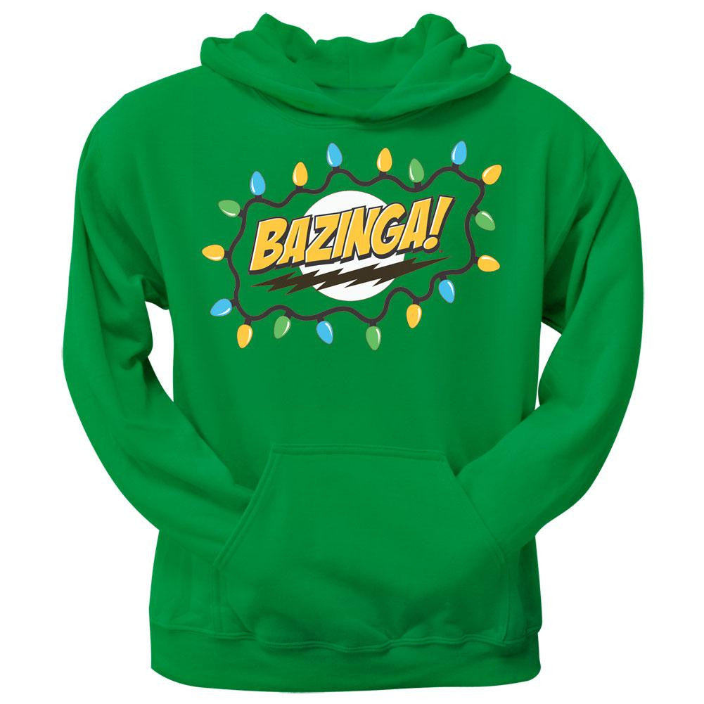 Big Bang Theory - Christmas Lights Bazinga Mens Irish Green Pullover Hoodie Men's Hoodies Big Bang Theory SM Green