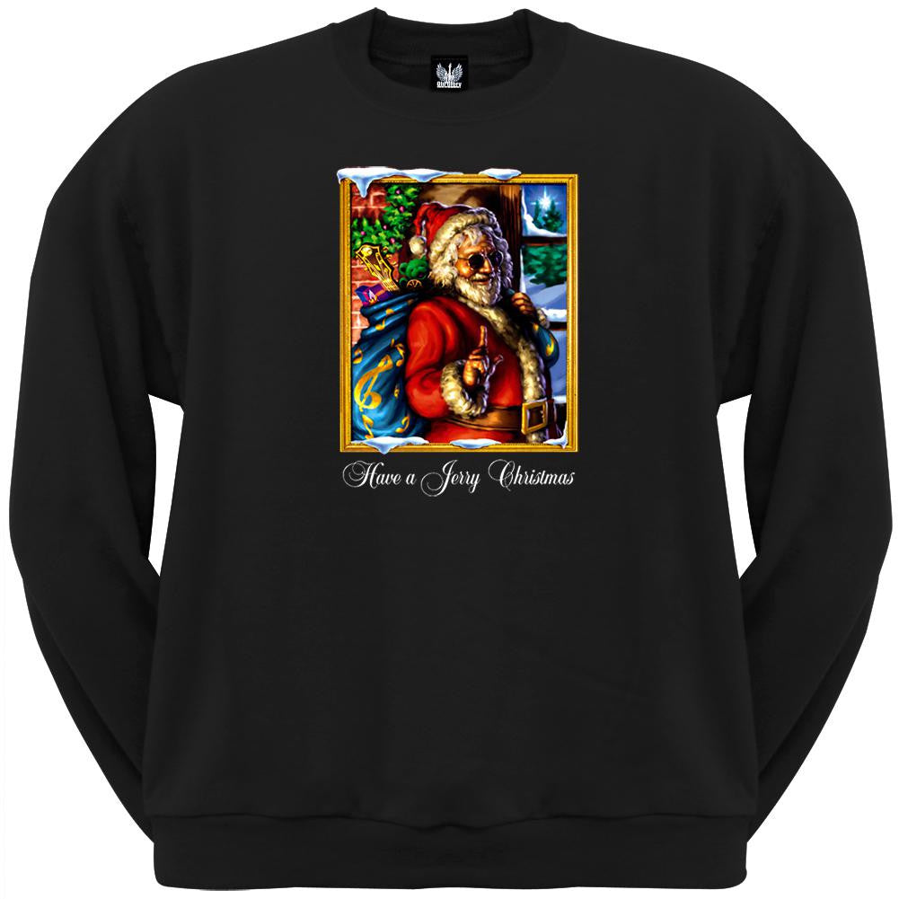 Grateful Jerry Garcia Have a Jerry Christmas Black Crew Neck Sweatshirt Men's Sweatshirts Grateful Dead SM Black