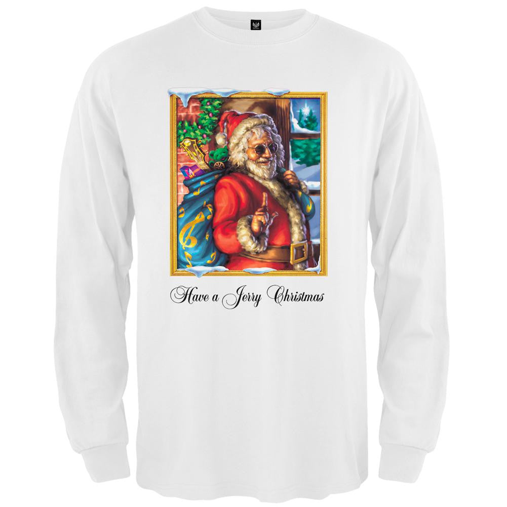 Grateful Jerry Garcia Have a Jerry Christmas White Long Sleeve T-Shirt Men's Long Sleeves Christmas 2XL White