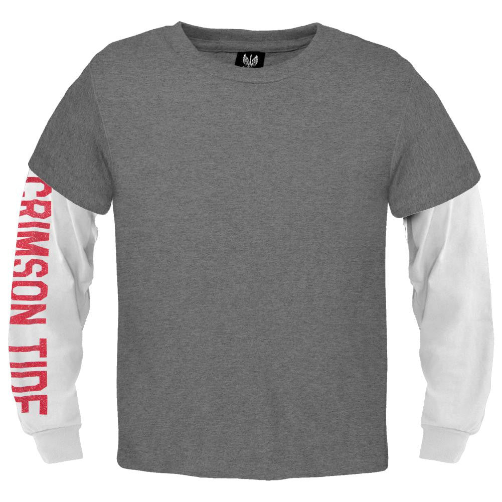 Crimson Tide - Glitter Youth Long Sleeve 2Fer Long Sleeve T-Shirt Youth Long Sleeves Alabama Crimson Tide   