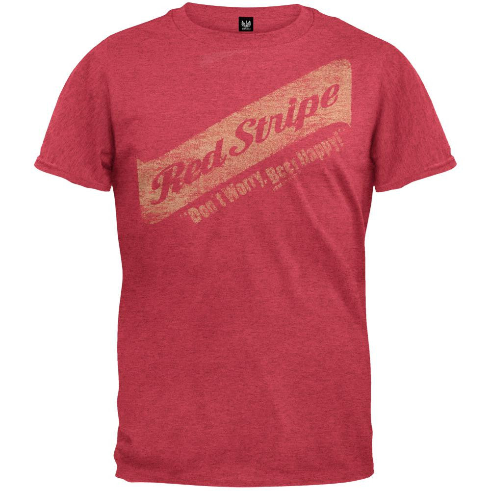 Red Stripe - Don't Worry Beer Happy Adult Soft T-Shirt Men's T-Shirts Red Stripe   