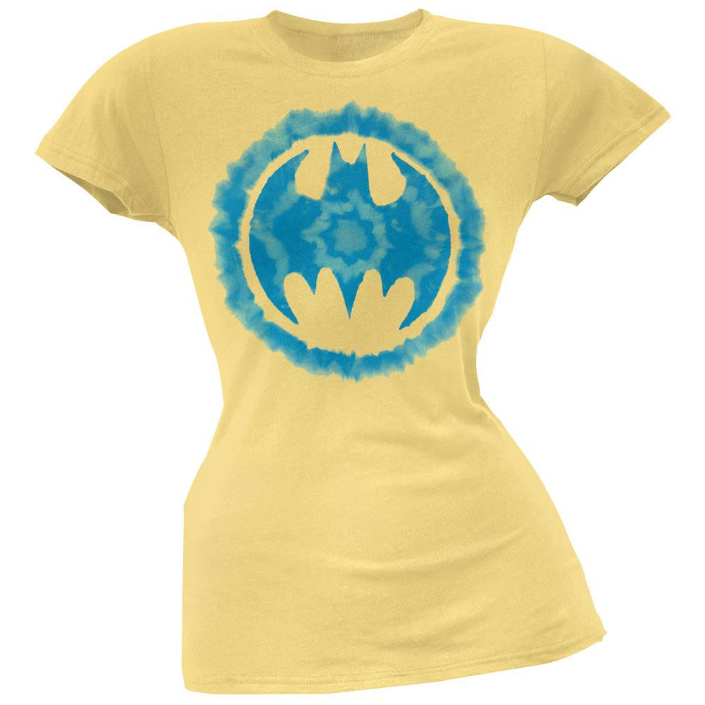 Batman - Tie Dye Signal Juniors T-Shirt Juniors T-Shirts Batman LG Yellow 