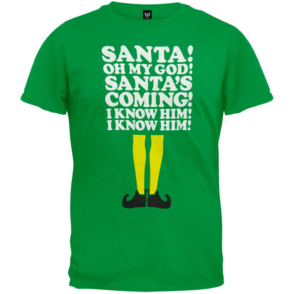 Elf - OMG Santa's Coming I Know Him T-Shirt Men's T-Shirts Elf 2XL Green 