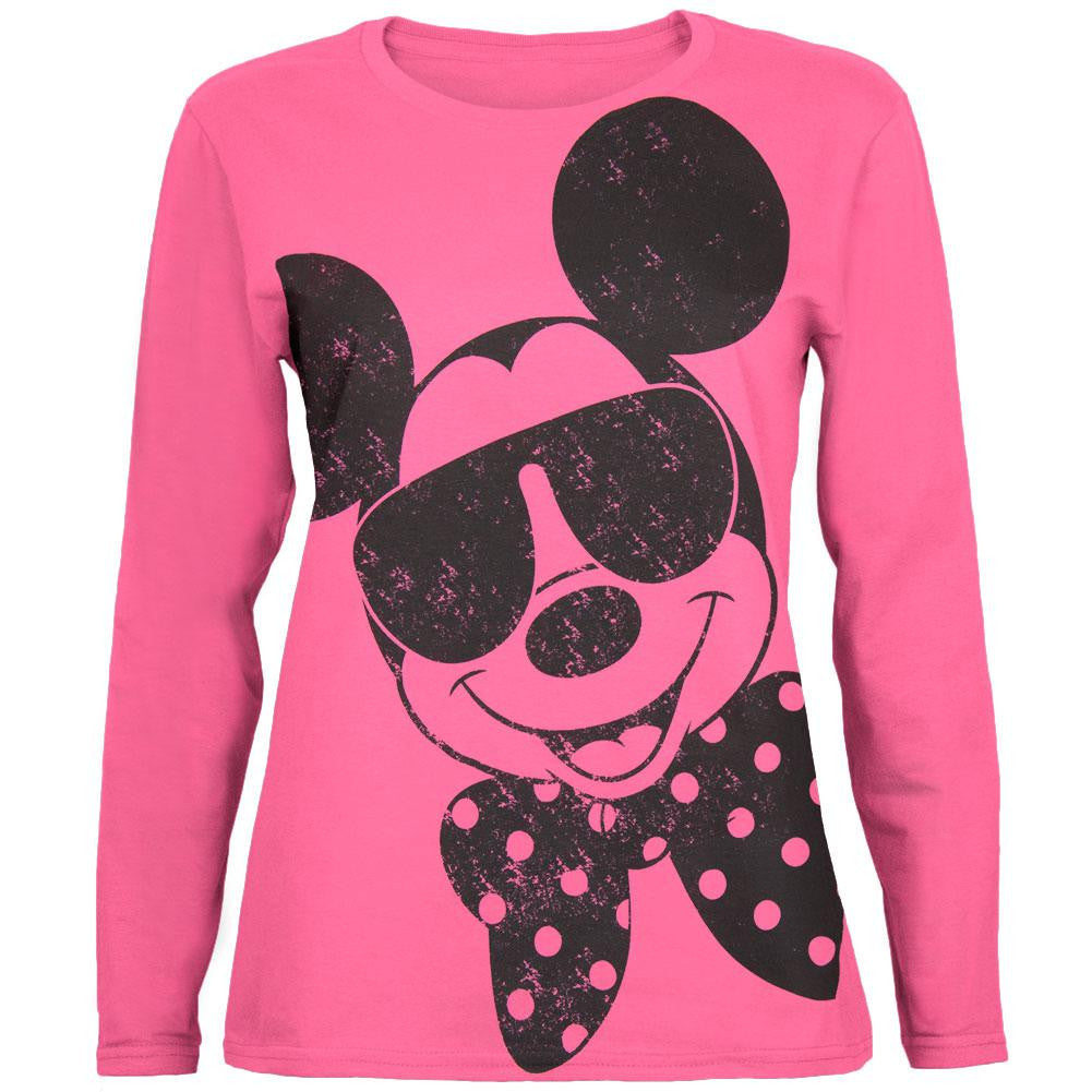 Mickey Mouse - Bow Juniors Long Sleeve T-Shirt Juniors Long Sleeves Mickey Mouse LG Pink 