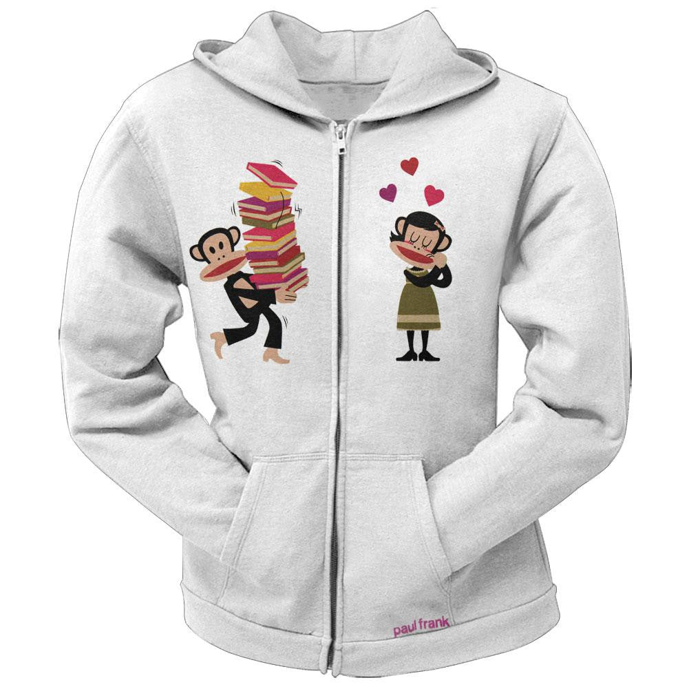 Paul Frank - Julius With Books Juniors Hoodie Buddie Juniors Hoodies Paul Frank SM White 