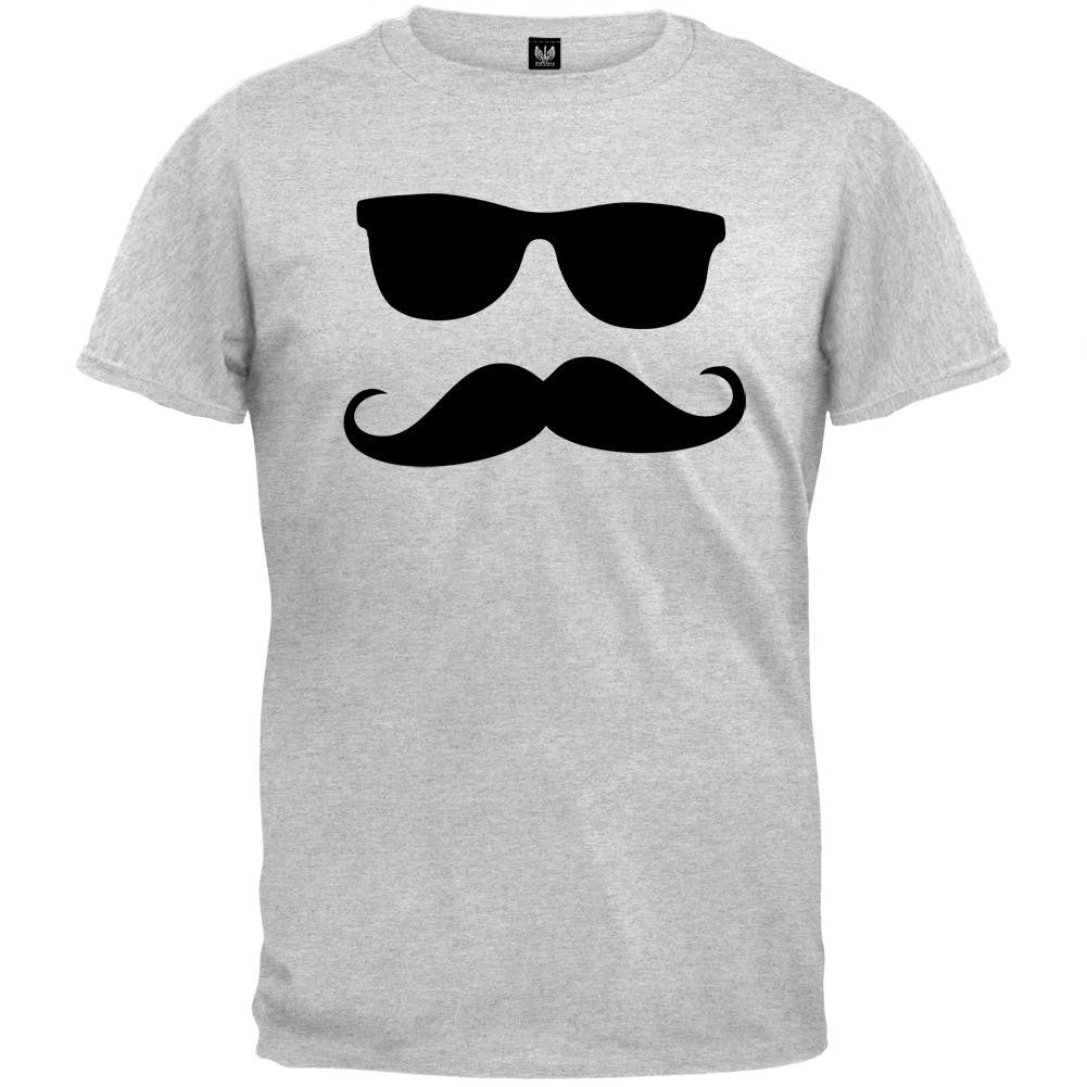 Mustache Man Grey T-Shirt Men's T-Shirts Old Glory   