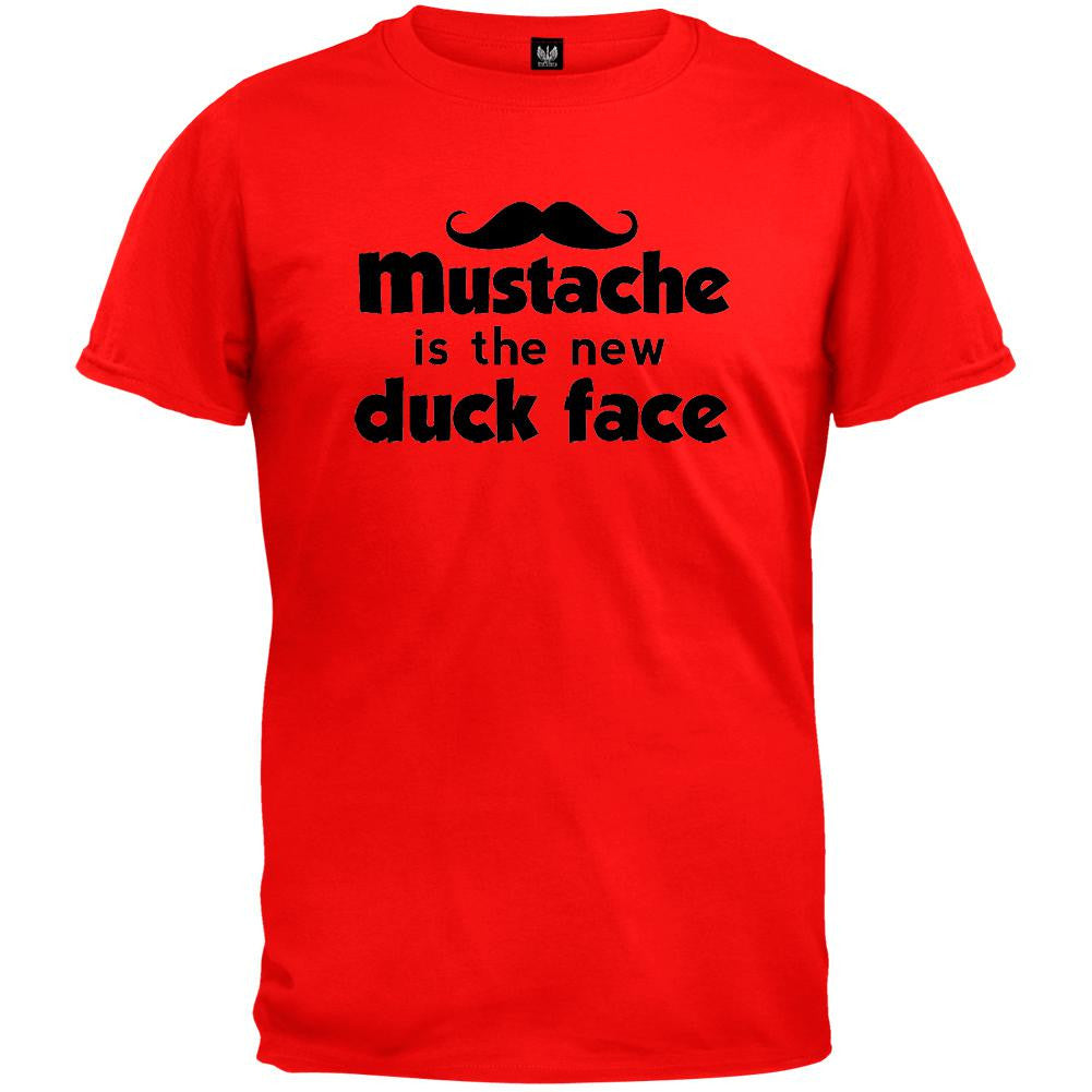 Mustache Is The New Duck Face Red T-Shirt Men's T-Shirts Old Glory 2XL Red 