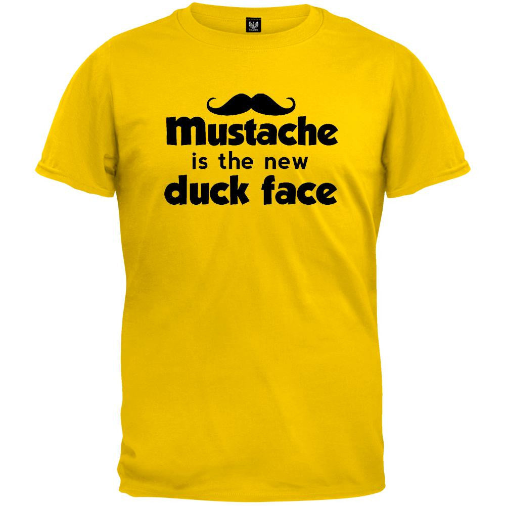 Mustache Is The New Duck Face Gold T-Shirt Men's T-Shirts Old Glory 2XL Yellow 