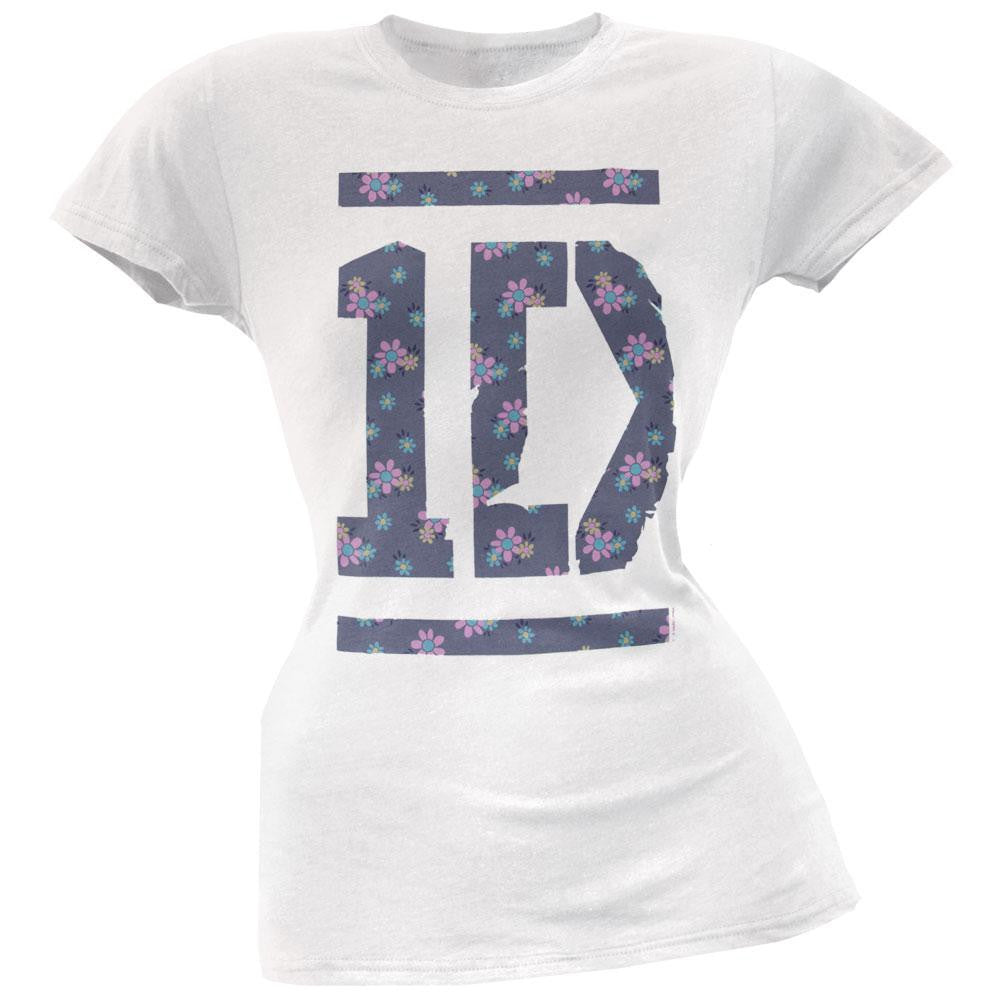 One Direction - Floral Tee Juniors T-Shirt Juniors T-Shirts One Direction MD White 