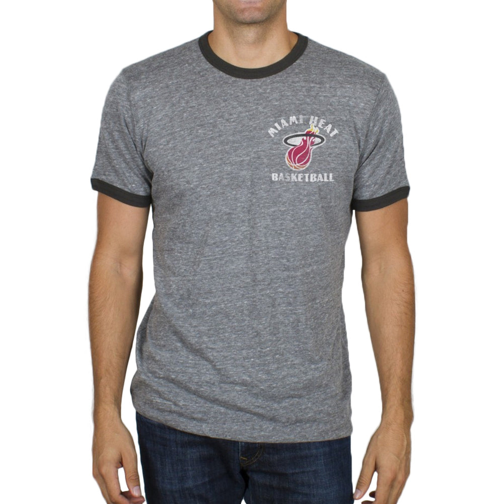 Miami Heat - Turnover Tri-Blend Soft Ringer T-Shirt Men's T-Shirts Miami Heat 2XL Grey 