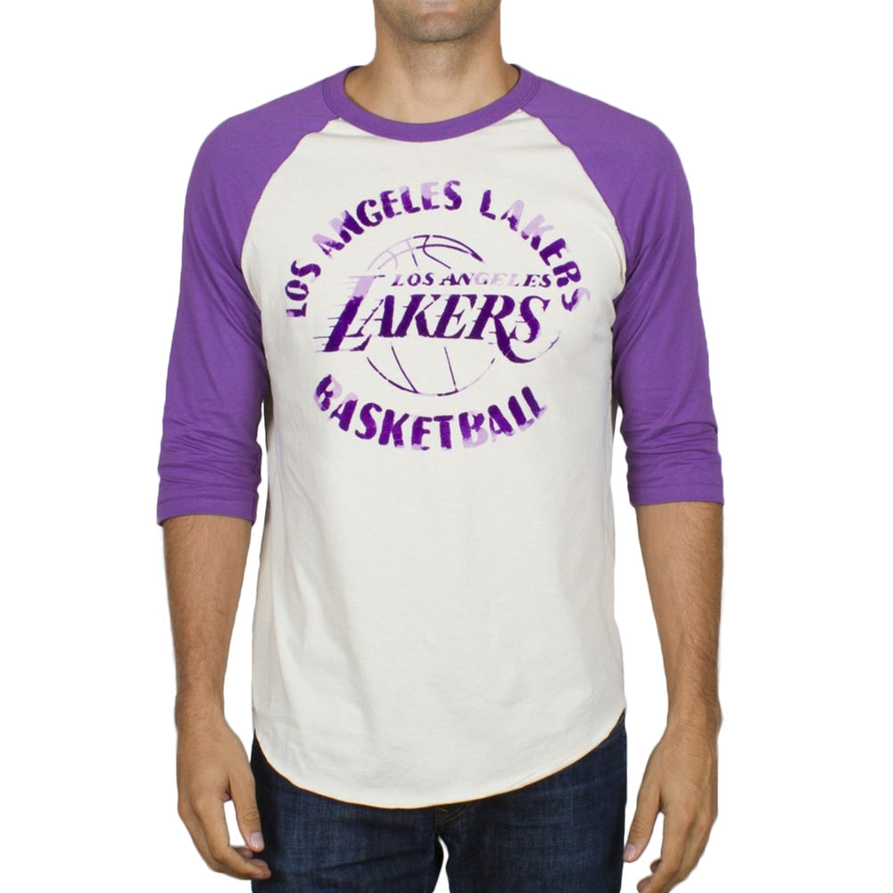 Los Angeles Lakers - Rebound Raglan Men's Raglans Los Angeles Lakers 2XL White 