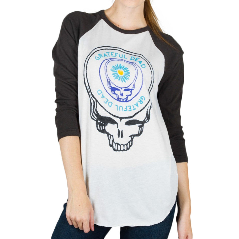 Grateful Dead - Painted Flower Steal Your Face Juniors Raglan Juniors Raglans Grateful Dead   