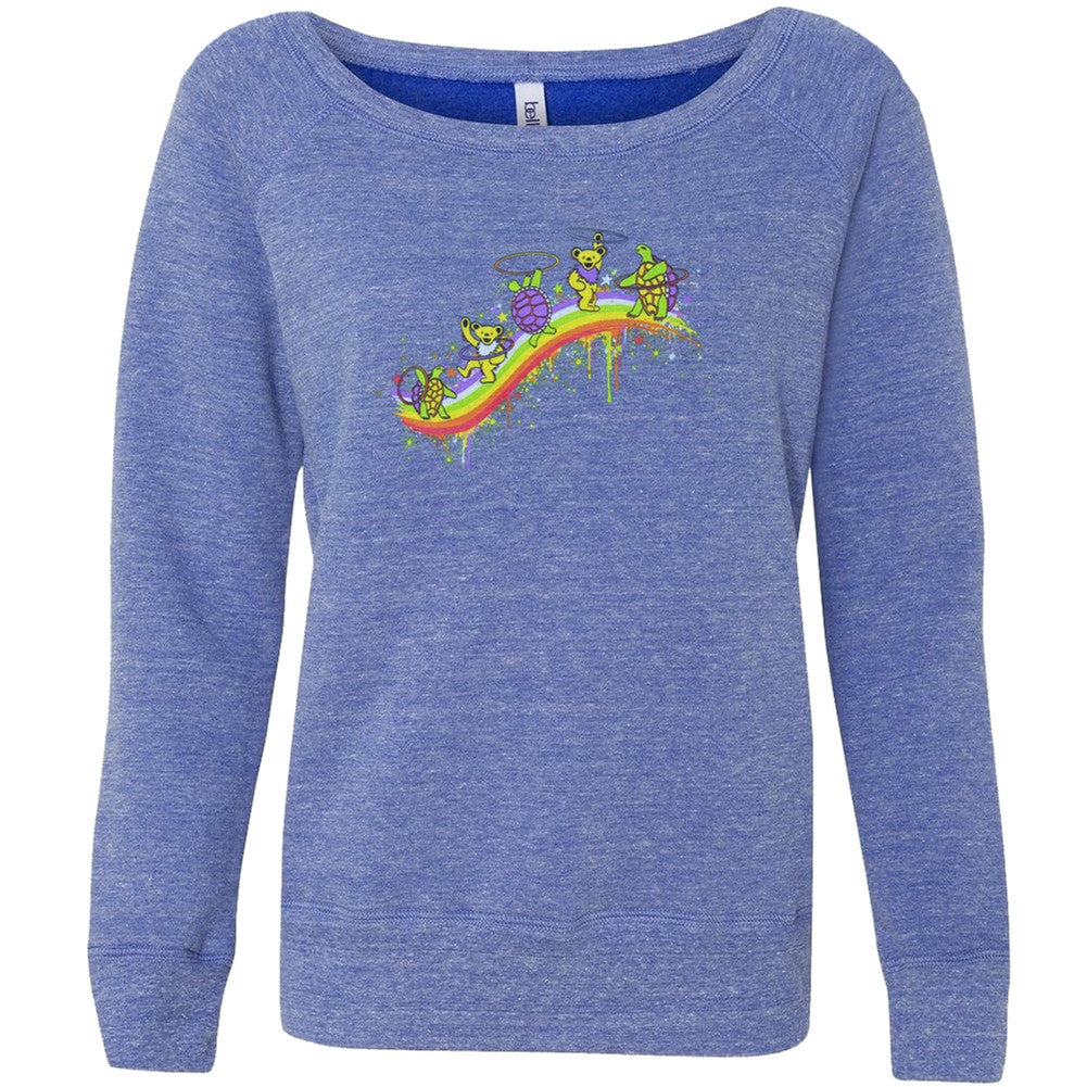 Grateful Dead - Rainbow Hoopers Off-Shoulder Juniors Sweatshirt Juniors Sweatshirts Grateful Dead   