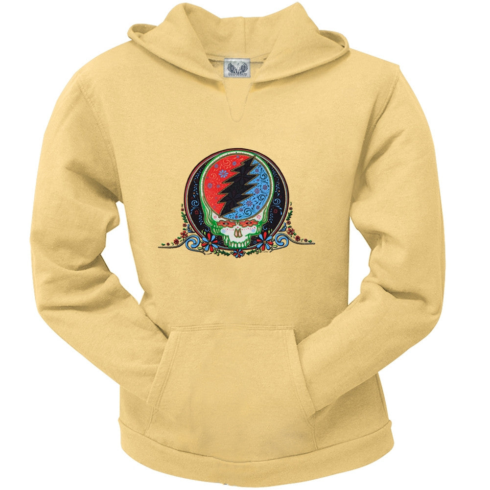 Grateful Dead - Calaveras Butter Juniors Torn Neck Hoodie Juniors Hoodies Grateful Dead SM Yellow 