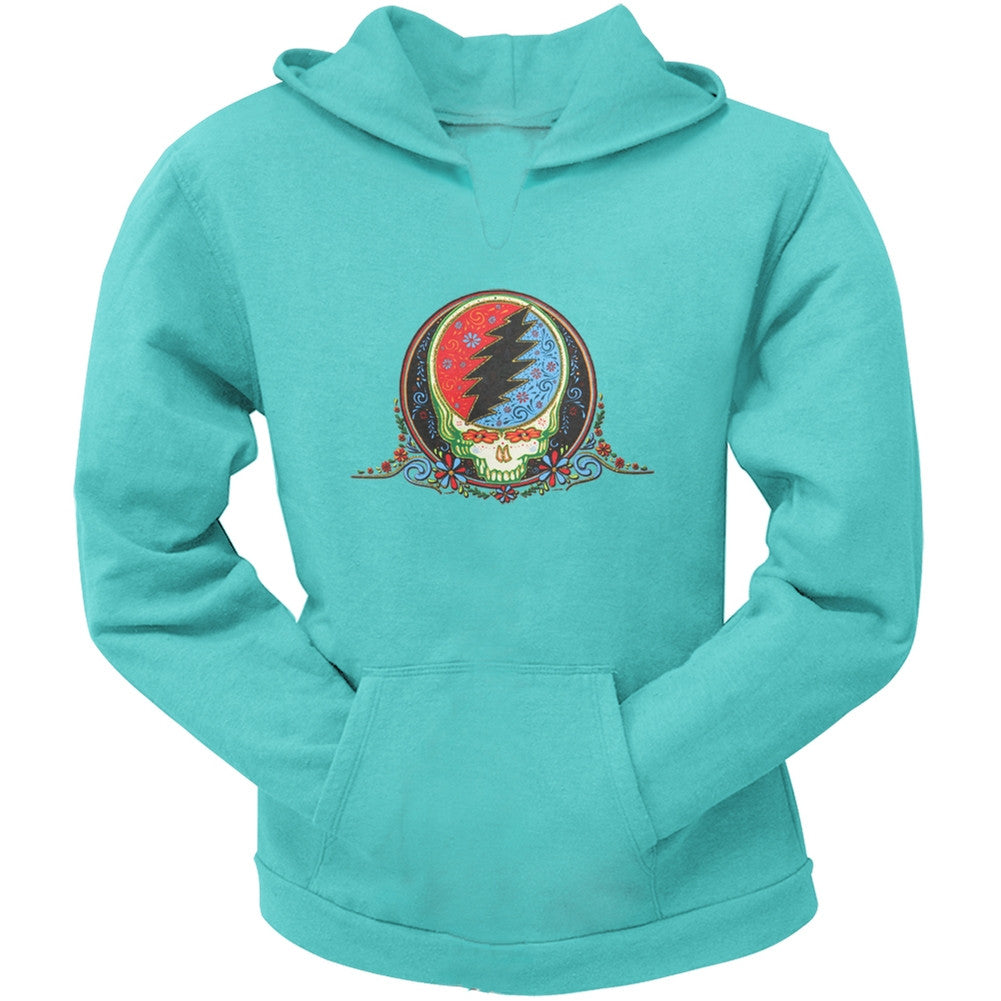 Grateful Dead - Calaveras Blue Juniors Torn Neck Hoodie Juniors Hoodies Grateful Dead SM Blue