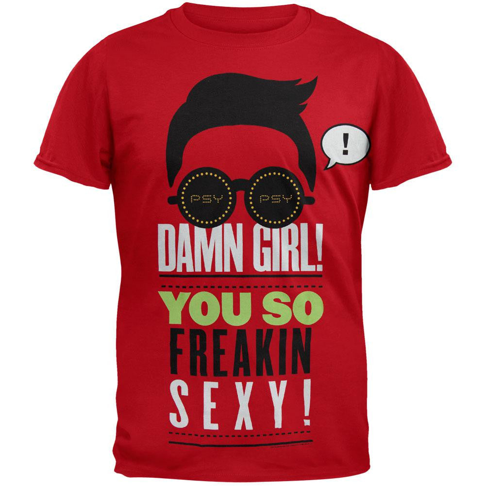 PSY - Damn Girl T-Shirt Men's T-Shirts Psy LG Red 